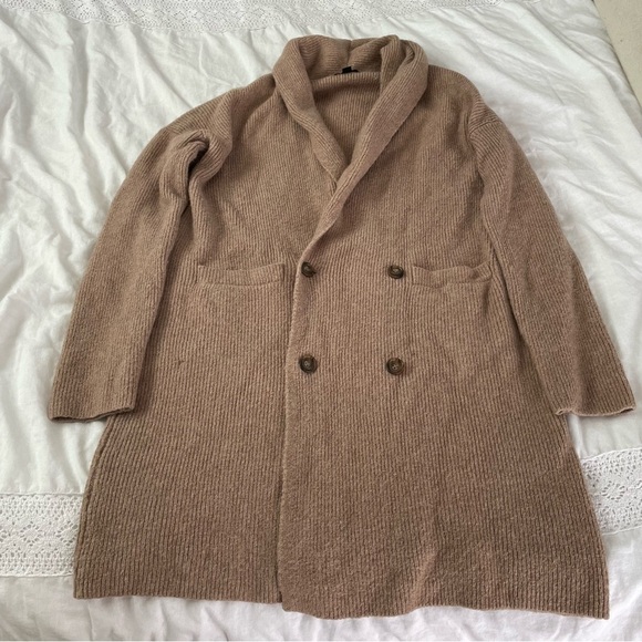 J. Crew MEDIUM Double-Breasted Cardigan Sweater Coat Supersoft Yarn camel brown - Picture 1 of 5